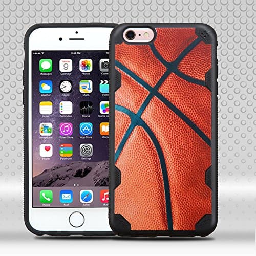 iPhone 6S Plus Case, iPhone 6 Plus Case by MyTurtleTM Hard Plastic Hybrid 3 Layer Protective Full Cover Slim Case Includes Stylus Pen and Screen Protector (Basketball)