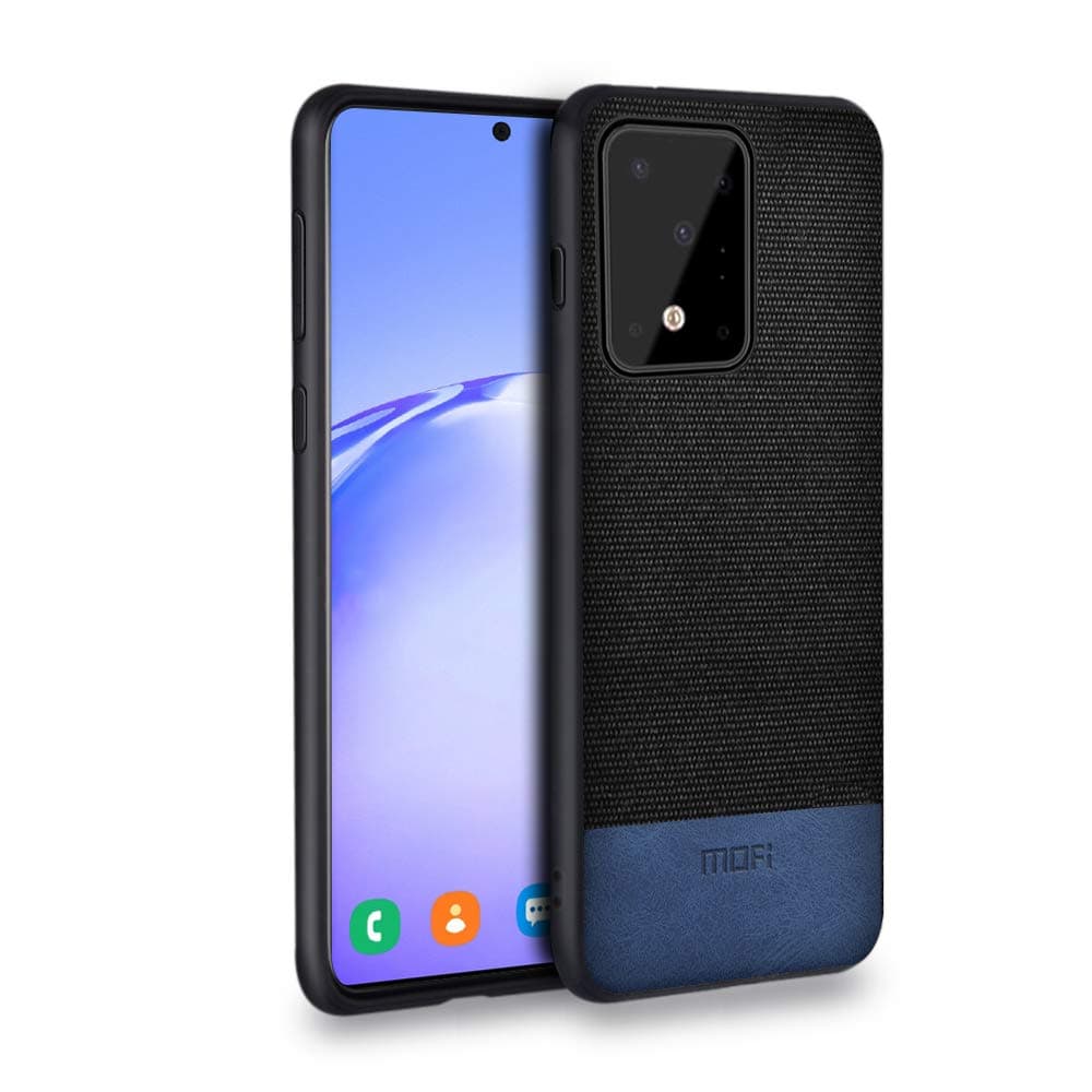 Mofi Shockproof Case Compatible with Samsung S20 Ultra 5G Case Slim Matte Fabric Thin Cover for Galaxy S20 Ultra (6.9 inch) Black Blue