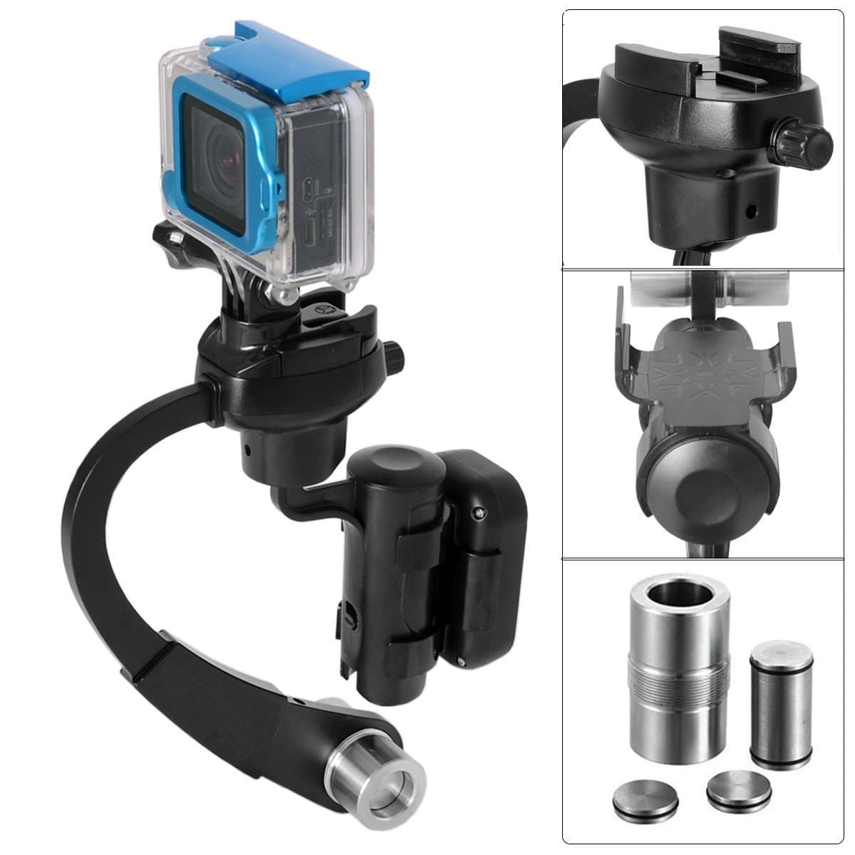 3-Axis Inertia Gyro Stabilizer W GoPro Grip Handle Stabilizer GoPro Gimbal Video Stabilizer Support for DSLR Cameras GoPro/Hero 4/3+/ 3 (Black)