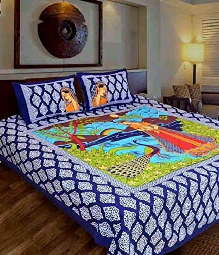 Skyouch Figure Print King Size Double Bedsheet with 2 Pillow Cover