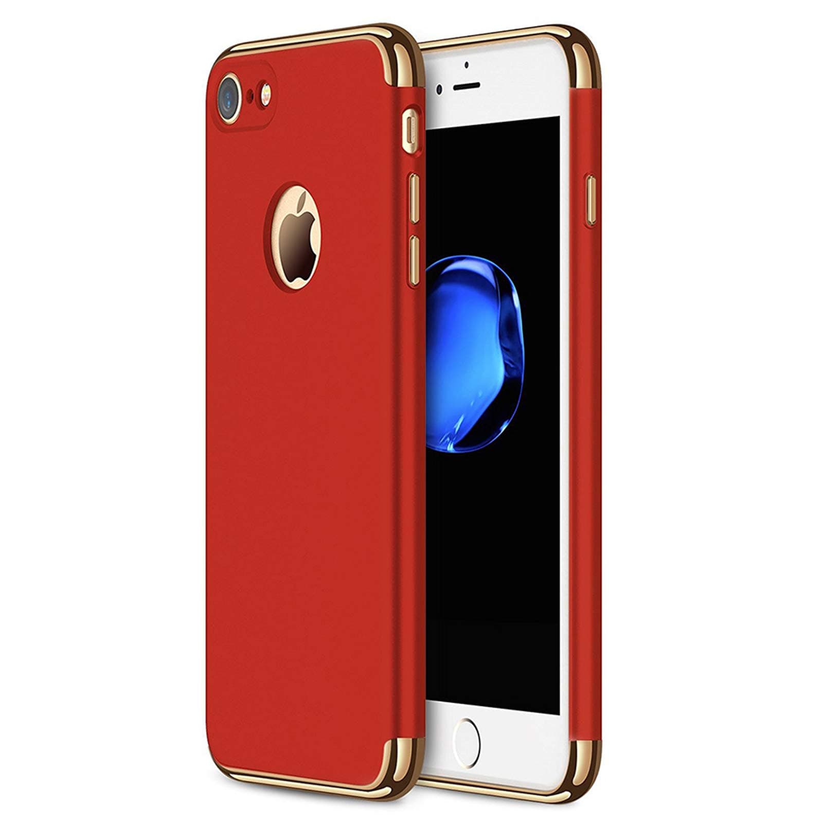 iPhone 7 Case, CROSYMX 3 in 1 Ultra Thin and Slim Hard Case Coated Non Slip Matte Surface with Electroplate Frame for Apple iPhone 7 (4.7'')(2016) - Red