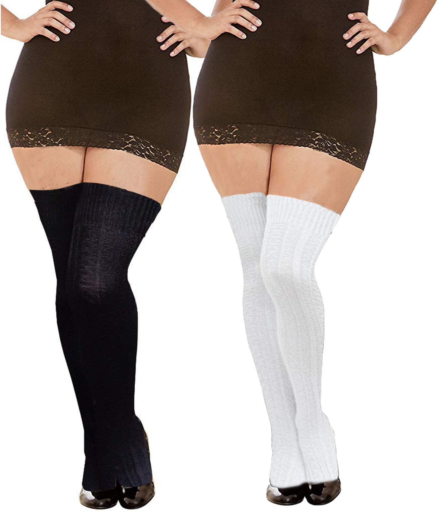 Womens Plus Size Long Thigh High Socks Warm Over the Knee High Boot Stockings Leg Warmers