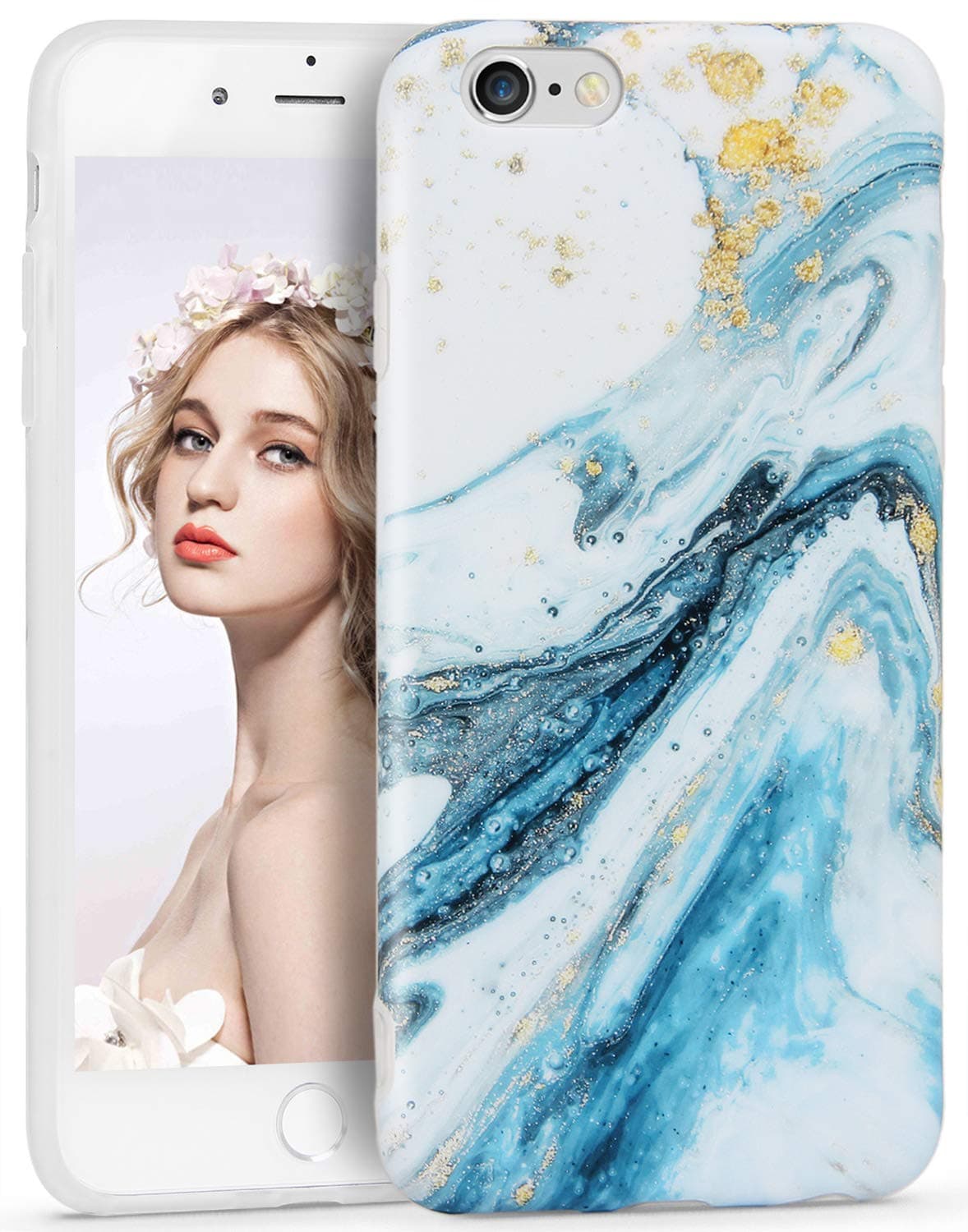 Imikoko iPhone 6s Case, iPhone 6 Phone Case Cool Flowing Blue Marble Design Slim Thin Anti-Scratch Shock Absorption Cover Matte Flexible Clear TPU Bumper Handy Case For iPhone 6s/6 (4.7 Inch)