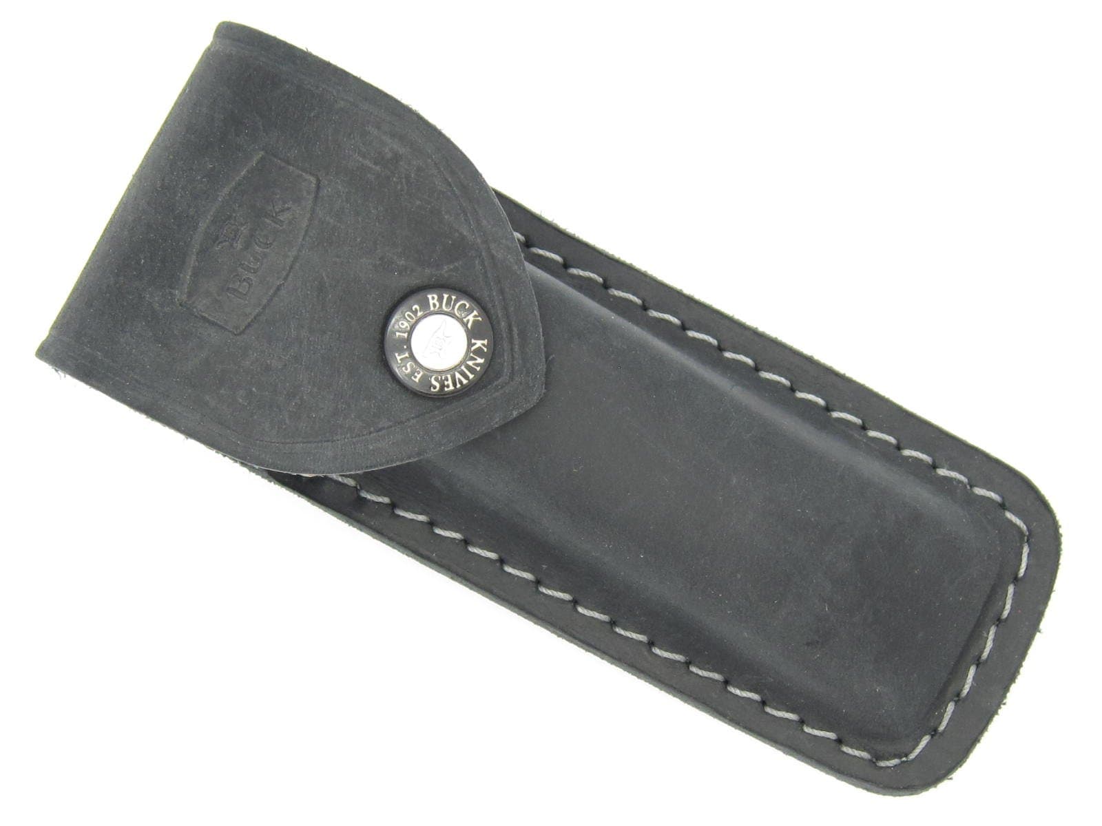 Buck 110 Black Distressed Leather Folding Hunter Knife Sheath Soft Durable Leather Also fits 317 426