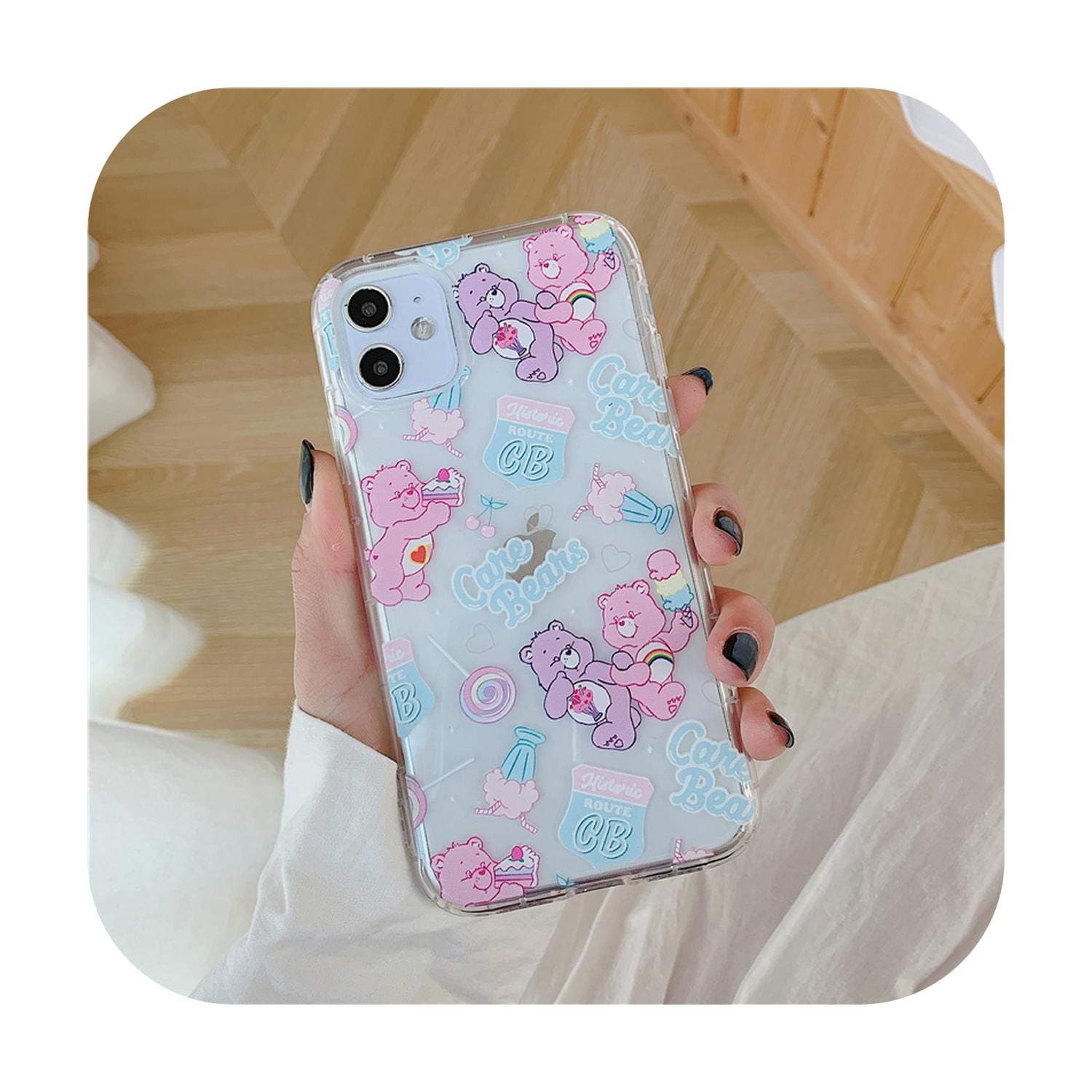 Cartoon Cute Rainbow Bear Phone Case For Iphone 11 Pro X Xs Max Xr 8 7 6 S Plus Ins Anime Cares Bears Clear Soft Cover Coque-5-For Iphone 11