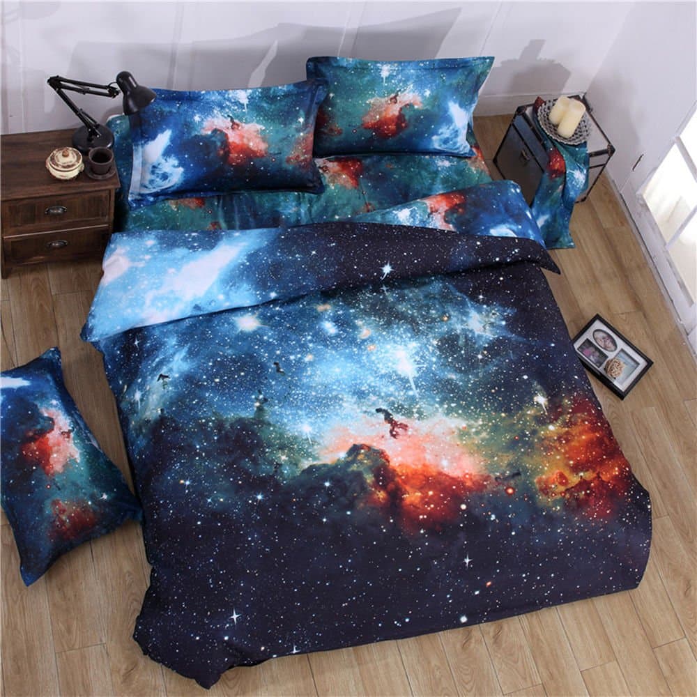 UNIKEA 3D Mysterious Boundless Galaxy Sky Starry Night Bedding Sets Twin/Full Quilt Cover Set … (XK006, Twin)