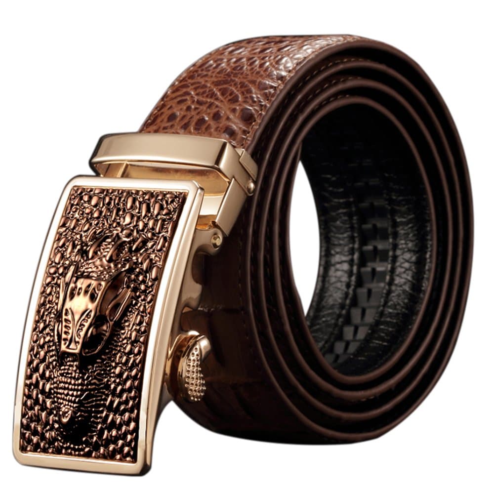 DAMOS Mens Leather Belt,Automatic Buckle Belts