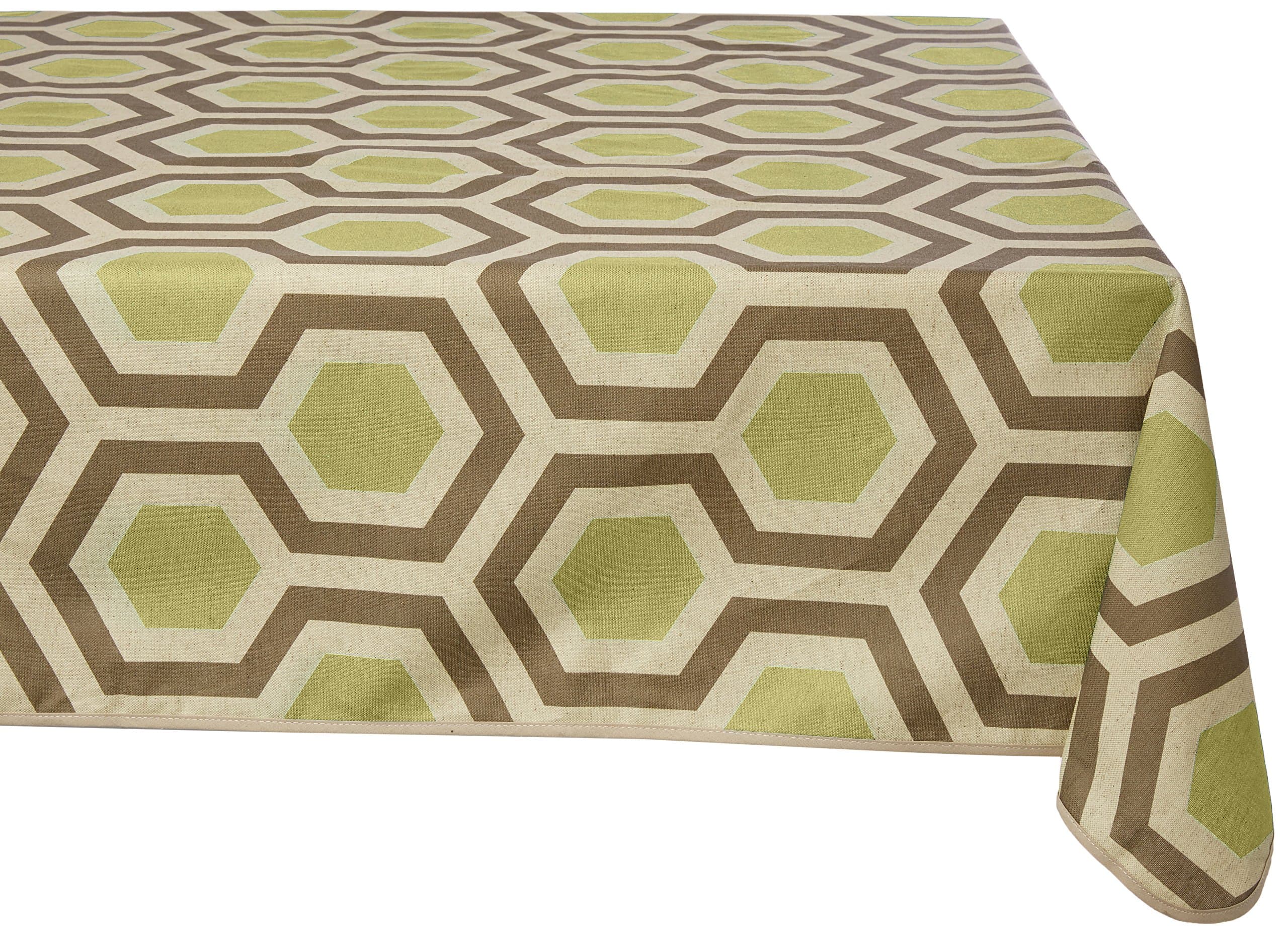 GIRONES Hexagon Beechnut & Walnut Tablecloth 140 x 200 cm