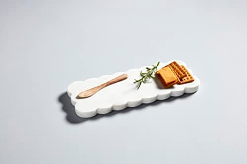 Mud Pie Scallop Marble Board Set, 12" x 5", White