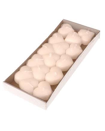 15 White Floating Heart Candles