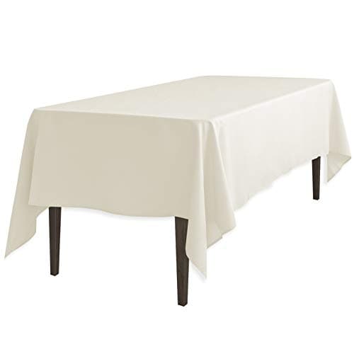 LinenTablecloth Rectangular Cotton Feel Tablecloth, 52 by 112-Inch, Ivory