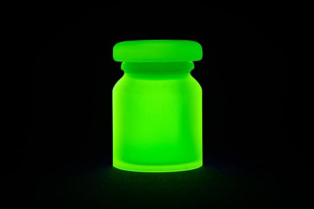 Uranium Glass Tableware (Glow Under UV) - Bottle with Lid, Czech Republic (Frosted)
