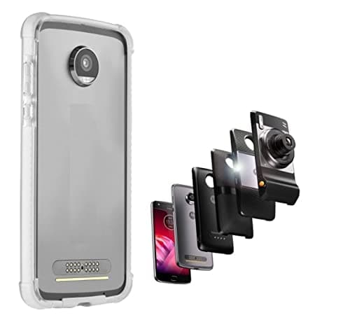 ADEMITE Moto Z2 Play Case Bumper - Mod Compatible (Does not Work with Other Models Moto Z2 Force, Moto Z, Z Force, and Z Play 1st gen (White)