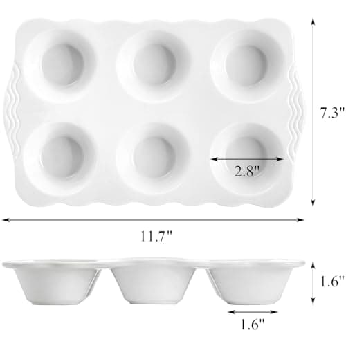 Hiceeden 2 Pack Ceramic Muffin Pans, 6 Cups Non-stick Muffin Tin Cupcake Baking Pans with Handles for Muffin Cakes, Egg Tarts, Mousse, Pot Pie, Jelly