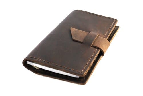 Rustic Leather Checkbook Cover, Dark Brown