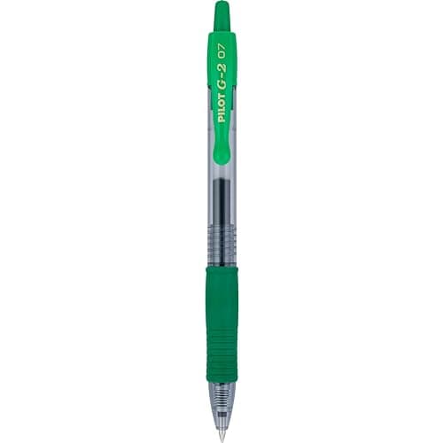 PILOT G2 Premium Refillable & Retractable Rolling Ball Gel Pens, Fine Point, Green Ink, 12 Count (31025)