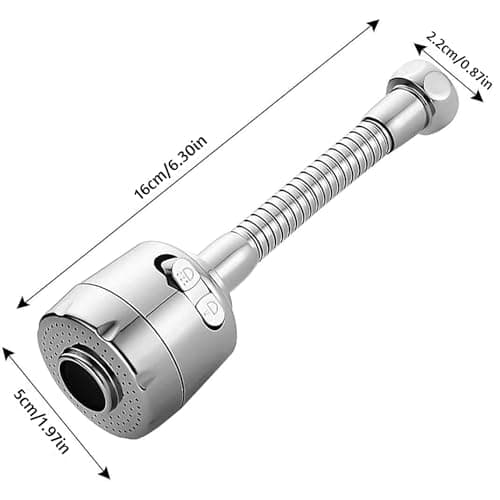 Movable Kitchen Sink Tap Spray Head, 360° Rotatable Anti-Splash Faucet Extender with Hose, Sprayer Head Faucet Sprayer Attachment with 2 Modes for Kitchen Bathroom, Silver, 16 x 5 cm