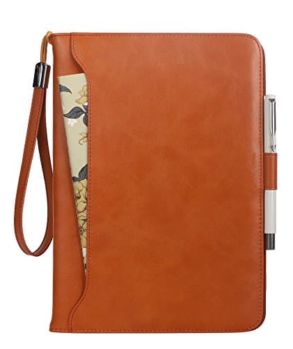 Maibooji Premium PU Leather Case for Ipad Mini 1, Mini 2, Mini 3, Mini 4, with Card Slots,Kickstand,Document Pocket,Pencil Holder,Elastic Hand Strap-Brown