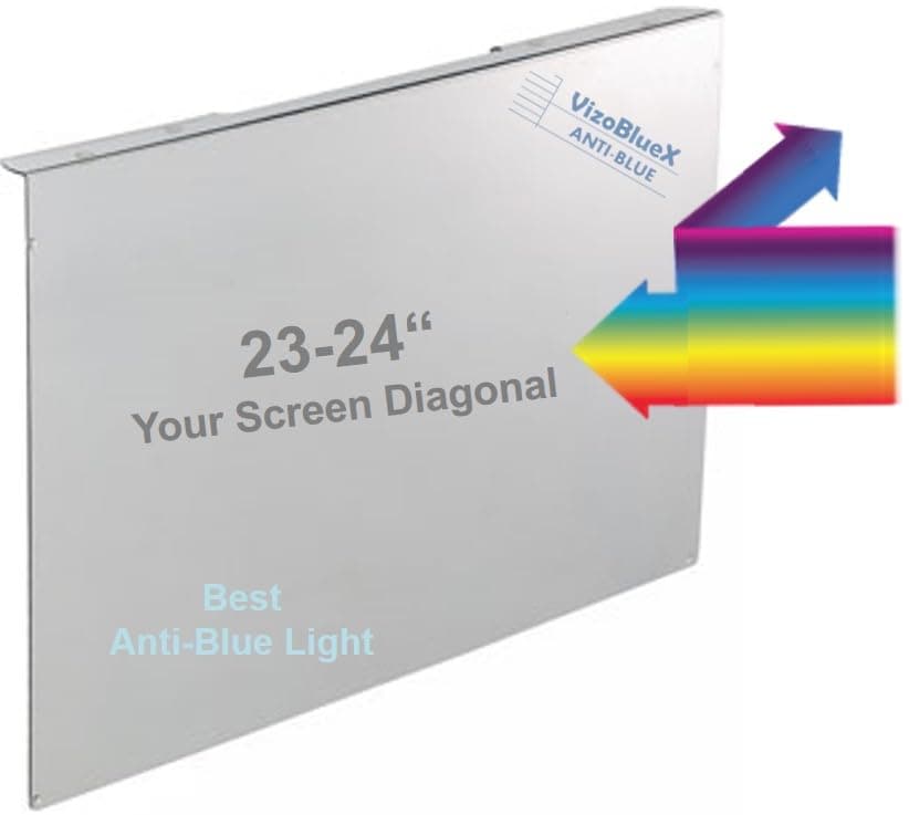 VizoBlueX 23-24 inch Anti-Blue Light Filter for Computer Monitor. Blue Light Monitor Screen Protector Panel (21.5 x 13.0 inch). Blocks Blue Light 380 to 495 nm. Fits LCD, TV and PC, Mac Monitors