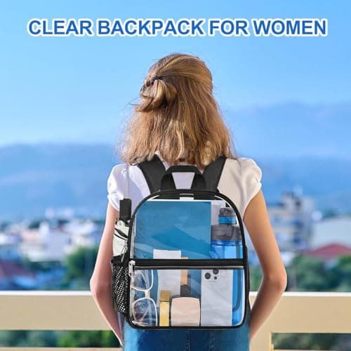 Oraben Clear Backpack Stadium Approved 12×12×6, Small Clear Backpack Transparent Backpack for Sports Event Concert