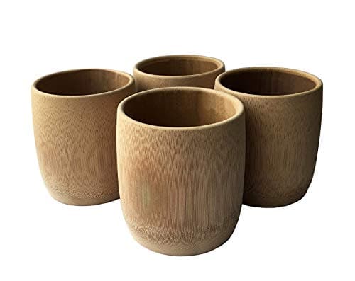KCHAIN 4pcs Drinking Cups for Sake Coffee Tea (200mL Bamboo cups)