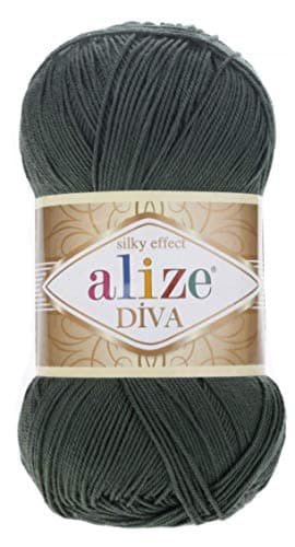 Alize Diva Silk Effect 100% Microfiber Acrylic Yarn 1 Ball skeins 100gr 383yds Color (131 - Khaki)