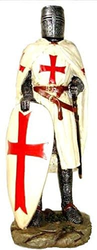 Osiris Trading UK Templar Knight Standing with Shield Ornament Statue Home Office Decoration Medieval Gift