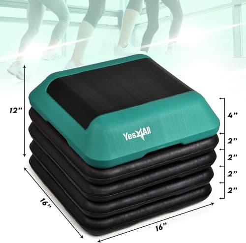 Yes4All 16" x 16" Adjustable High Step Aerobic Platform with 4 Risers