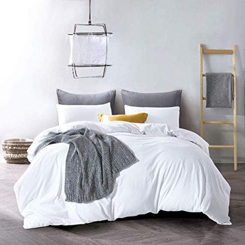 RUIKASIBedding Sets King Size Bed - 4 Piece Bedding Set Kingsize Bed, Deep Pocket Fitted Sheet and Duvet Cover with Pillow cases, Soft Microfiber Duvet Set with Zipper, WhiteOEKO-TEX STANDARD 100