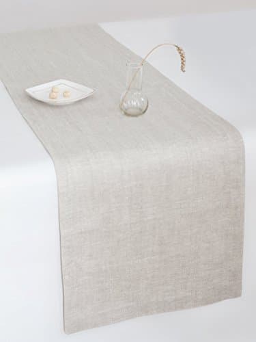 White Table Runner 100% Linen - Natural Tablecloth Herringbone Handcrafted with Care