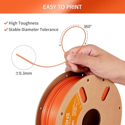ERYONE PLA Filament 1.75mm, 3D Printer Filament PLA, Dimensional Accuracy +/-0.03mm, 1kg 1 Spool(2.2lbs),Orange