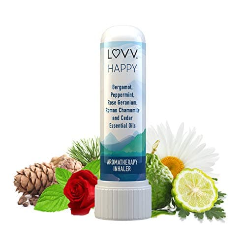 Portable Aromatherapy Nasal Inhaler - Personal Pocket Essential Oil Diffuser - Mini Container for Easy Travel (HAPPY, Single)