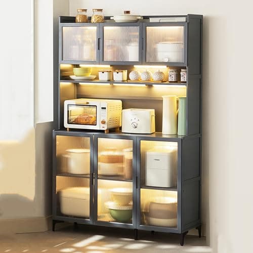 5 Tiers Storage Cabinet for Kitchen,Kitchen Bakers Rack, Microwave Cart with Storage,Kitchen Bakers Rack with Storage,Bamboo Storage Shelves (Size : 77cm/31in)