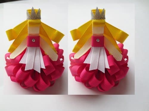 2pc Set Loopy Sleeping Beauty Hair Bow Clips