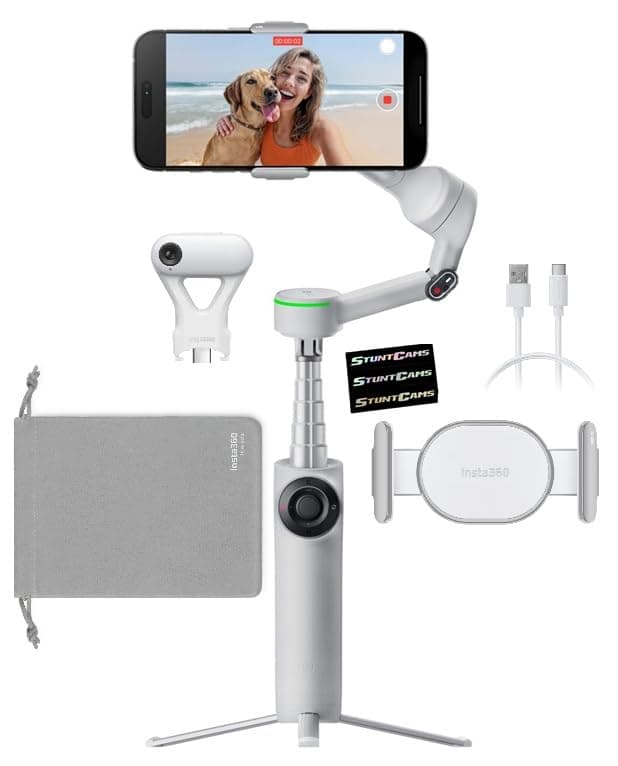 Insta360 Flow 2 PRO Gimbal Stabilizer for Smartphone, AI Tracker Bundle, 3-Axis Stabilization, Built-in Tripod, Deep Track 4.0 Auto Tracking Phone Stabilizer Creator- Gray