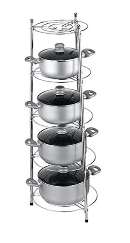 Kitchenista Chrome Five Tier Kitchen Pan Stand Saucepan Pot Rack Storage Stand Holder