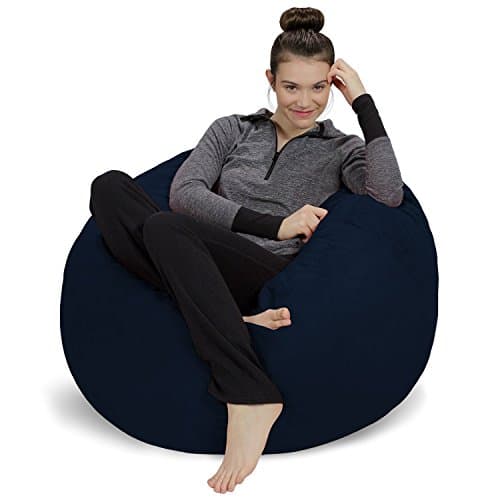 Sofa SackBean Bag Chair - Plush, Ultra Soft - Memory Foam Bean Bag Chair with Microsuede Cover - Stuffed Foam Filled Furniture and Accessories for Dorm Room 3 Feet - Navy