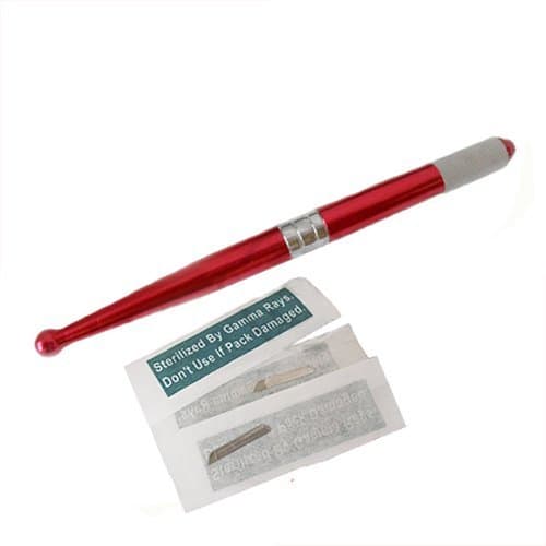 Getbettelife Professional Manual Tattoo Permanent Red Makeup Pen with Blade