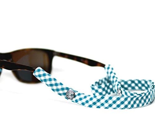 CottonSnaps Sunglasses Straps Turqouise Gingham