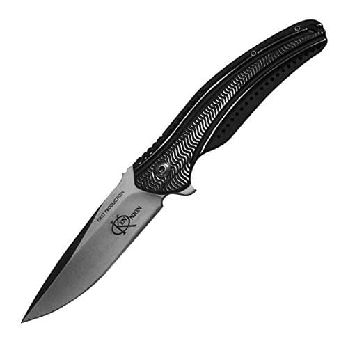 CRKT Ripple Stainless Charcoal Fixed Blade Knife with Sheath, Plain Edge K405KXP