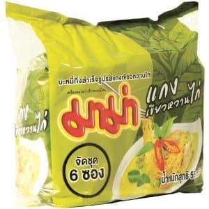 Mama Noodle Green Curry Chicken 55 G. Pack 6