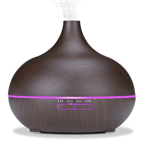 Fritas Essential Oil Diffuser-500ML Ultrasonic Aroma Diffuser,Wood Grain Humidifier Cool Mist Diffusers with 7 Color LED Lights for Home Yoga Office,Waterless Auto Shut-Off (500ML)