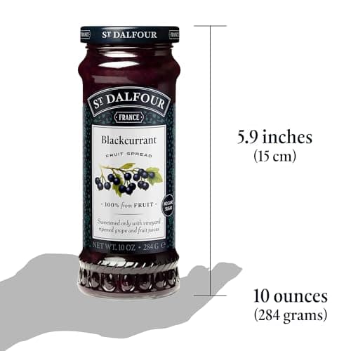 St. Dalfour Blackcurrant Fruit Spread - 10oz - 100% from Fruit, No Artificial Ingredients, Non-GMO, No Cane Sugars, All Natural - Pack of 6
