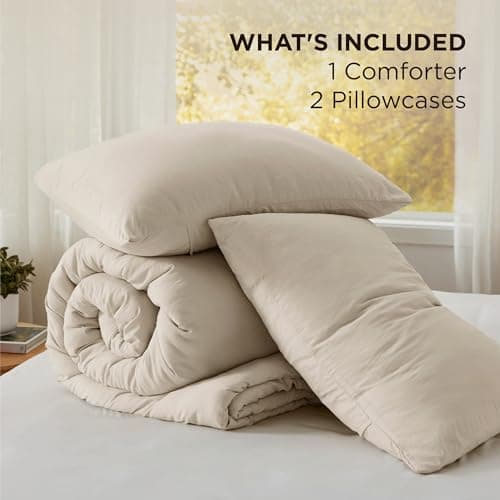 Bedsure King Comforter Set, Sand Soft Prewashed Bedding for All Seasons, 3 Pieces GentleSoft™ Bed Set, 1 Lightweight Comforter (104"x90") and 2 Pillowcases (20"x36")