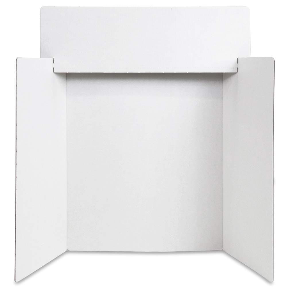ArtSkills White Corrugated Cardboard Trifold Project Display Board with Header, 22" x 44"