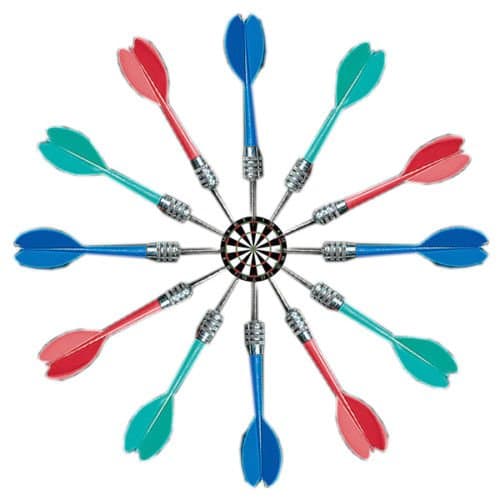 Darts 12 Plastic Metal Tips One Dozen 3 Colors