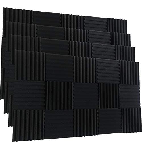 48 - Pack BLACK Acoustic Foam Panel Wedge Studio Soundproofing Wall Tiles 12" X 12" X 1"