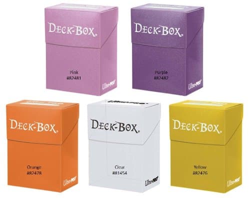 Set of 5 New Ultra-Pro Deck Boxes for Magic, Pokemon, WoW, YuGiOh, Other Cards (Incl. Purple, Yellow, Orange, Clear and Pink)