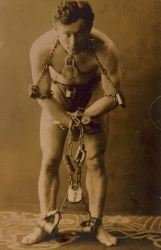 ca. 1899 poster Harry Houdini in chains Performance