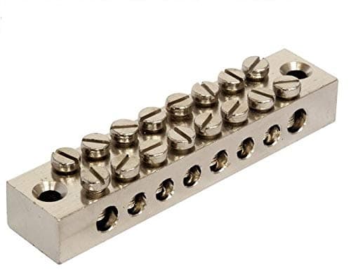 K M Electronics® 8 Way Earth Terminal Connection Block Solid Brass ELECTROPLATED Nickel Finish
